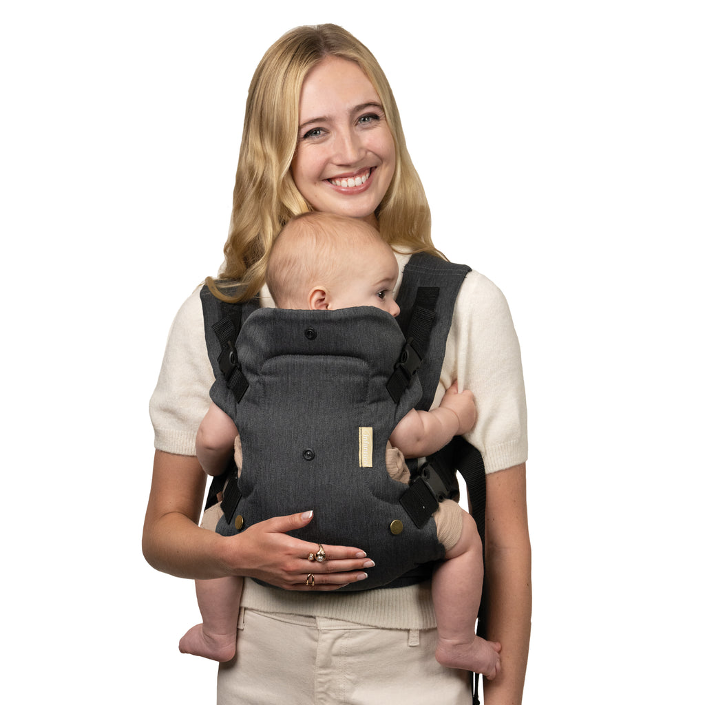 Flip Luxe 4-in-1 Babytrage - Grau Fischgrät-Stoff und Gold