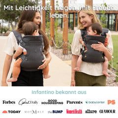 Flip Luxe 4-in-1 Babytrage - Grau Fischgrät-Stoff und Gold